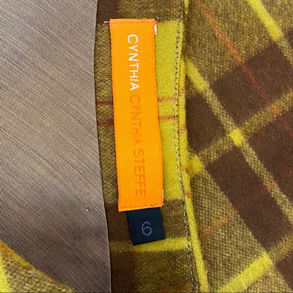 Cynthia Steffe Yellow Tartan Plaid Wool Skirt Sz 6 - Picture 5 of 10